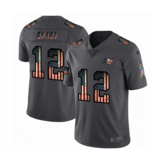 Men's Tampa Bay Buccaneers 12 Tom Brady Limited Black USA Flag 2019 Salute To Service Football Jersey