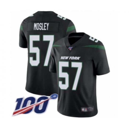 Men's New York Jets 57 C.J. Mosley Black Alternate Vapor Untouchable Limited Player 100th Season Football Jersey
