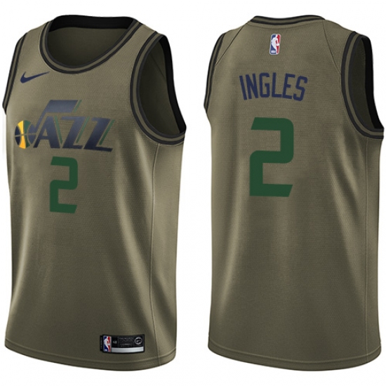 Men's Nike Utah Jazz 2 Joe Ingles Green Salute to Service NBA Swingman Jersey