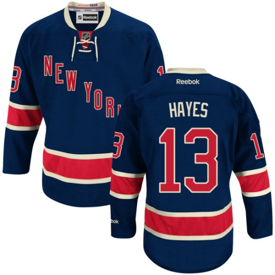 Men's Reebok New York Rangers 13 Kevin Hayes Authentic Navy Blue Third NHL Jersey