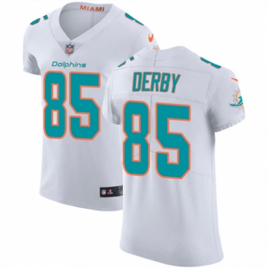 Men's Nike Miami Dolphins 85 A.J. Derby White Vapor Untouchable Elite Player NFL Jersey