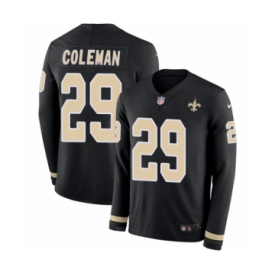 Youth Nike New Orleans Saints 29 Kurt Coleman Limited Black Therma Long Sleeve NFL Jersey