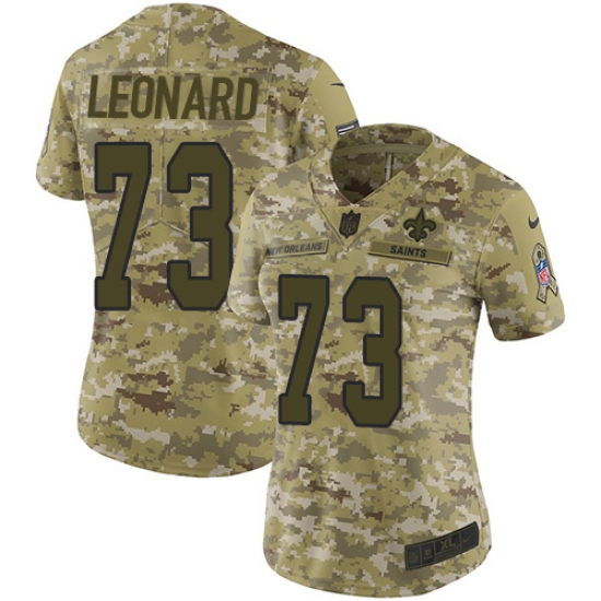 Women's Nike New Orleans Saints 73 Rick Leonard Limited Camo 2018 Salute to Service NFL Jersey
