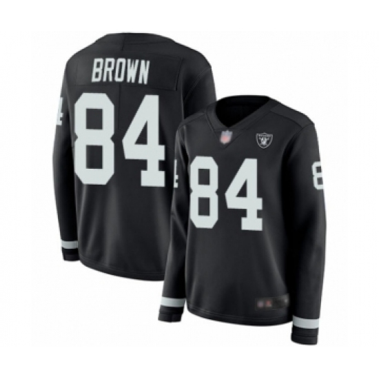 Women's Oakland Raiders 84 Antonio Brown Limited Black Therma Long Sleeve Football Jersey