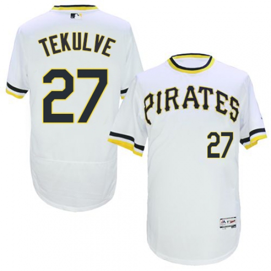 Men's Majestic Pittsburgh Pirates 27 Kent Tekulve White Flexbase Authentic Collection Cooperstown MLB Jersey