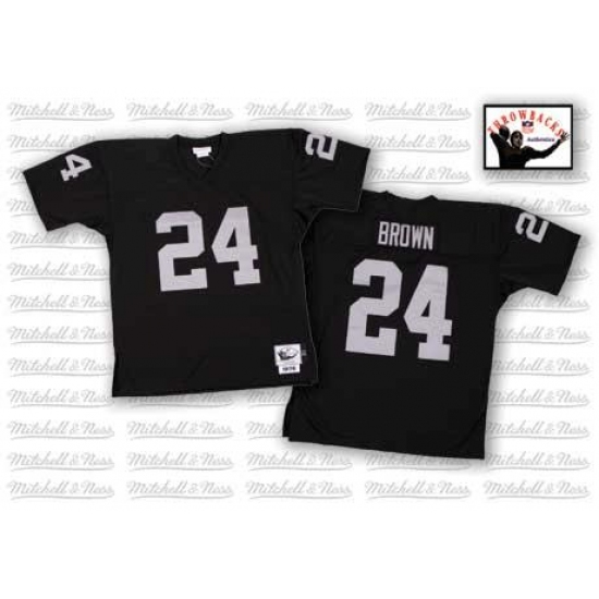 Mitchell and Ness Oakland Raiders 24 Willie Brown Black Team Color Authentic Throwback NFL Jersey