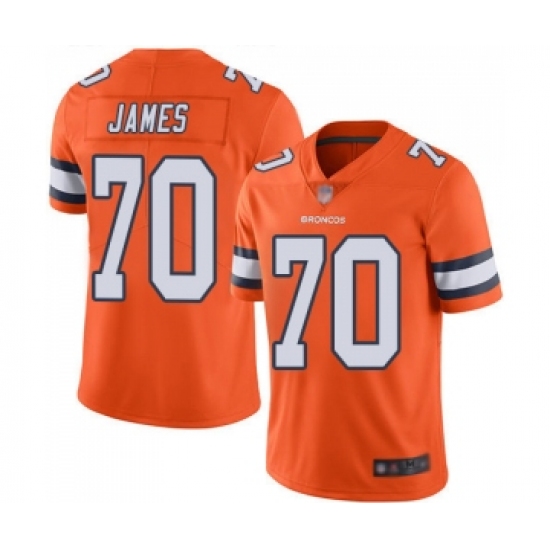 Men's Denver Broncos 70 Ja Wuan James Limited Orange Rush Vapor Untouchable Football Jersey