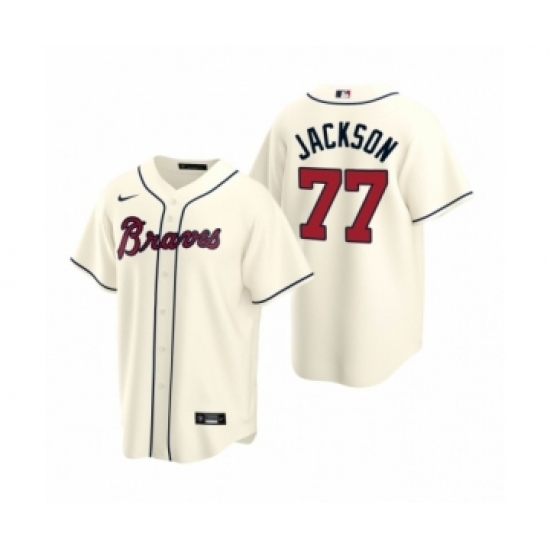 Women Atlanta Braves 77 Luke Jackson Nike Cream 2020 Replica Alternate Jersey
