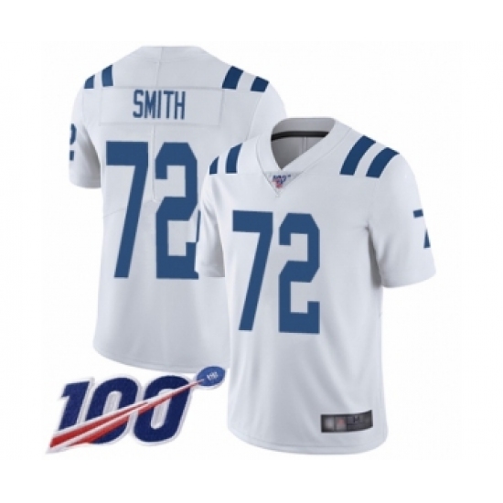 Men's Indianapolis Colts 72 Braden Smith White Vapor Untouchable Limited Player 100th Season Football Jersey