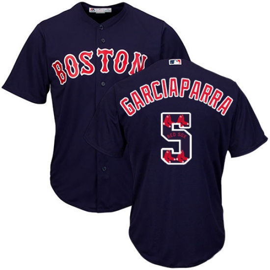 Men's Majestic Boston Red Sox 5 Nomar Garciaparra Authentic Navy Blue Team Logo Fashion Cool Base MLB Jersey