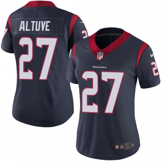 Women's Nike Houston Texans 27 Jose Altuve Elite Navy Blue Team Color NFL Jersey