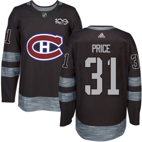 Men's Adidas Montreal Canadiens 31 Carey Price Premier Black 1917-2017 100th Anniversary NHL Jersey