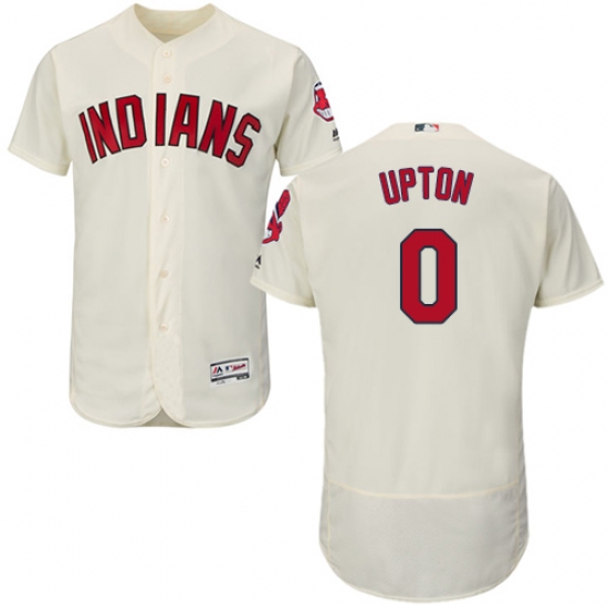Men's Majestic Cleveland Indians 0 B.J. Upton Cream Alternate Flex Base Authentic Collection MLB Jersey