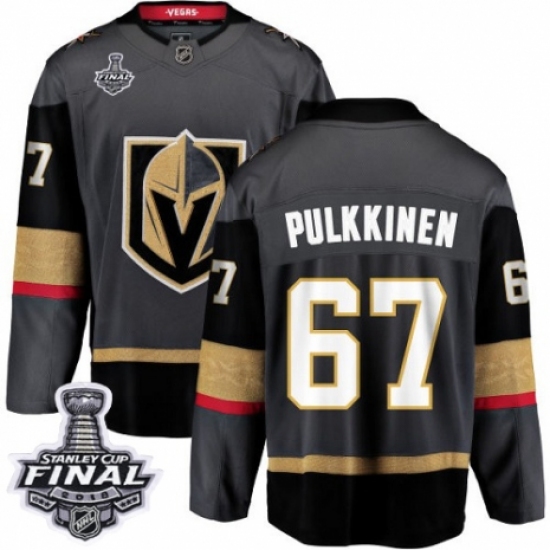 Men's Vegas Golden Knights 67 Teemu Pulkkinen Authentic Black Home Fanatics Branded Breakaway 2018 Stanley Cup Final NHL Jersey