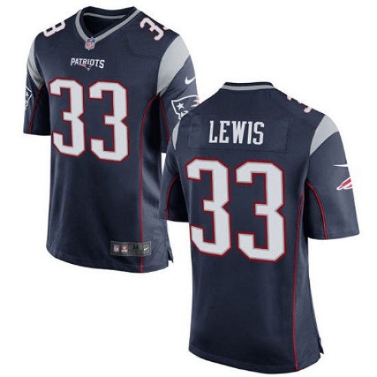 Men's Nike New England Patriots 33 Dion Lewis Game Navy Blue Team Color NFL Jersey