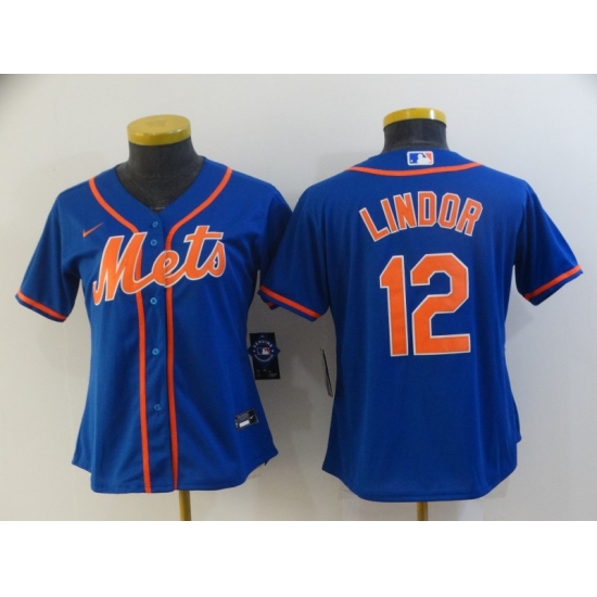 Women's Nike New York Mets 12 Francisco Lindor Blue Jersey