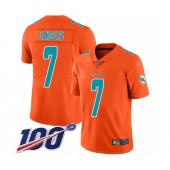 Men's Miami Dolphins 7 Jason Sanders Limited Orange Inverted Legend 100th Season Football Jersey