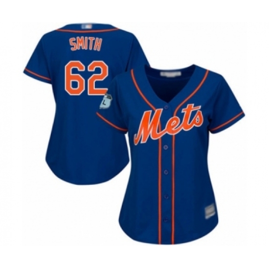 Women's New York Mets 62 Drew Smith Authentic Royal Blue Alternate Home Cool Base Baseball Player Jersey