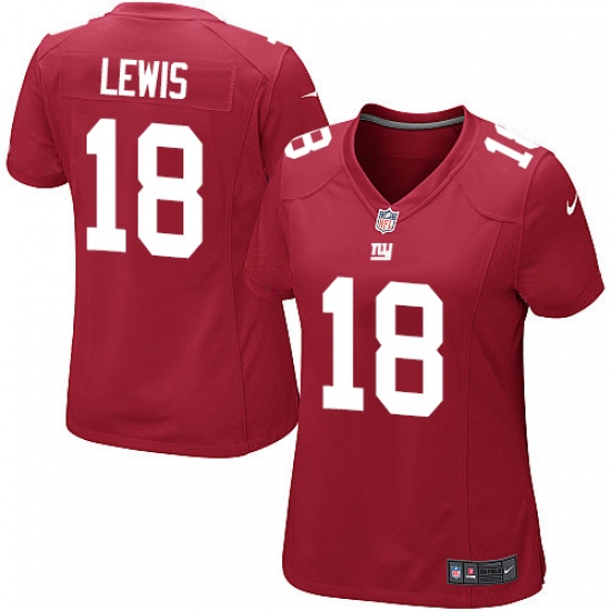 Women's Nike New York Giants 18 Roger Lewis Game Red Alternate NFL Jersey
