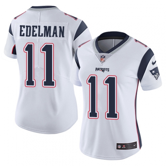 Women's Nike New England Patriots 11 Julian Edelman White Vapor Untouchable Limited Player NFL Jersey
