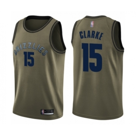 Men's Memphis Grizzlies 15 Brandon Clarke Swingman Green Salute to Service Basketball Jersey