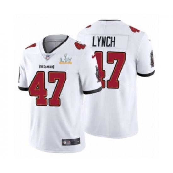 Men's Tampa Bay Buccaneers 47 John Lynch White 2021 Super Bowl LV Jersey