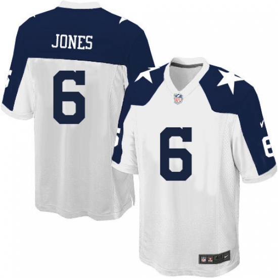 Men's Nike Dallas Cowboys 6 Chris Jones Game White Throwback Alternate NFL Jersey
