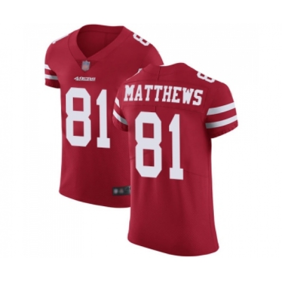 Men's San Francisco 49ers 81 Jordan Matthews Red Team Color Vapor Untouchable Elite Player Football Jersey