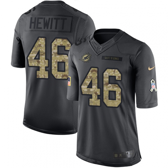 Men's Nike Miami Dolphins 46 Neville Hewitt Limited Black 2016 Salute to Service NFL Jersey