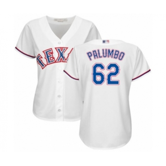 Women's Texas Rangers 62 Joe Palumbo Authentic White Home Cool Base Baseball Player Jersey
