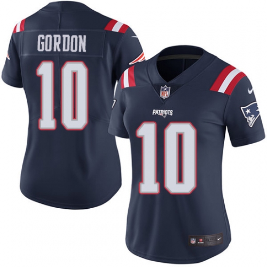 Women's Nike New England Patriots 10 Josh Gordon Limited Navy Blue Rush Vapor Untouchable NFL Jersey