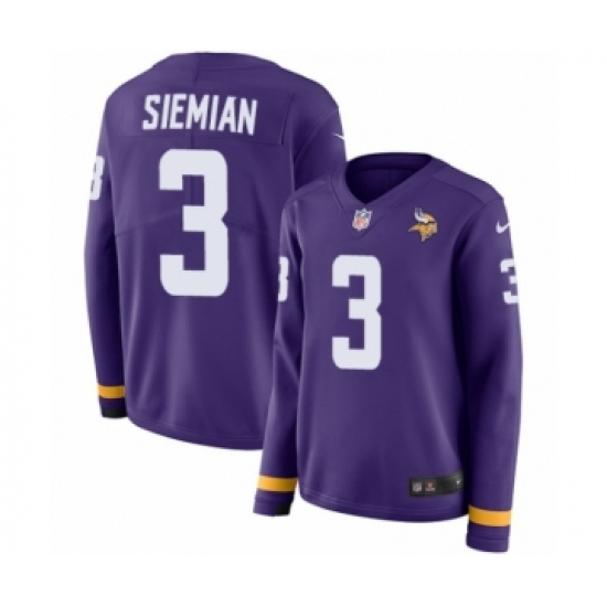 Women's Nike Minnesota Vikings 3 Trevor Siemian Limited Purple Therma Long Sleeve NFL Jersey
