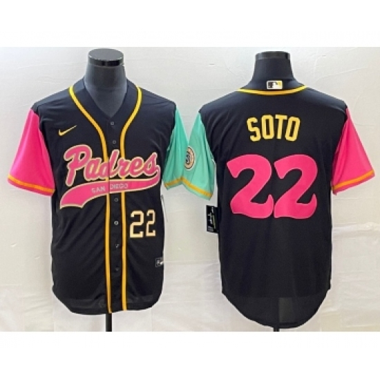 Men's San Diego Padres 22 Juan Soto Number Black NEW 2023 City Connect Cool Base Stitched Jersey