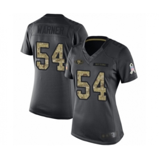 Women's San Francisco 49ers 54 Fred Warner Limited Black 2016 Salute to Service Football Jersey