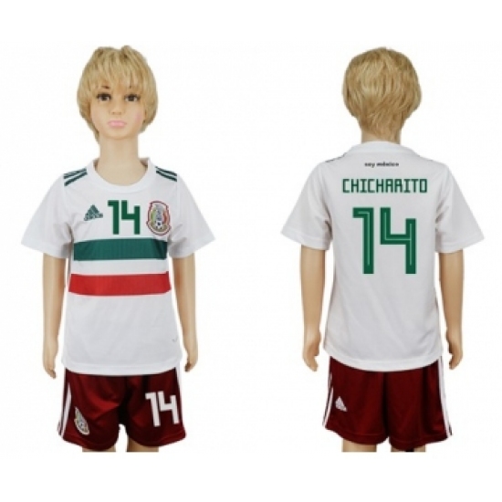 Mexico 14 Chicharito Away Kid Soccer Country Jersey