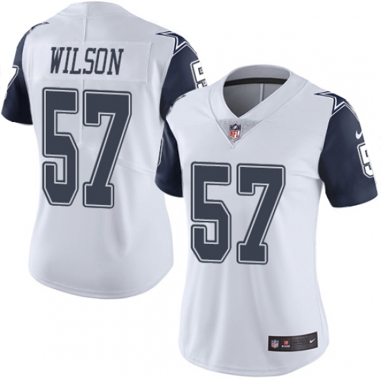 Women's Nike Dallas Cowboys 57 Damien Wilson Limited White Rush Vapor Untouchable NFL Jersey