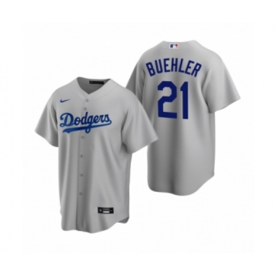 Men's Los Angeles Dodgers 21 Walker Buehler Nike Gray Replica Alternate Jersey