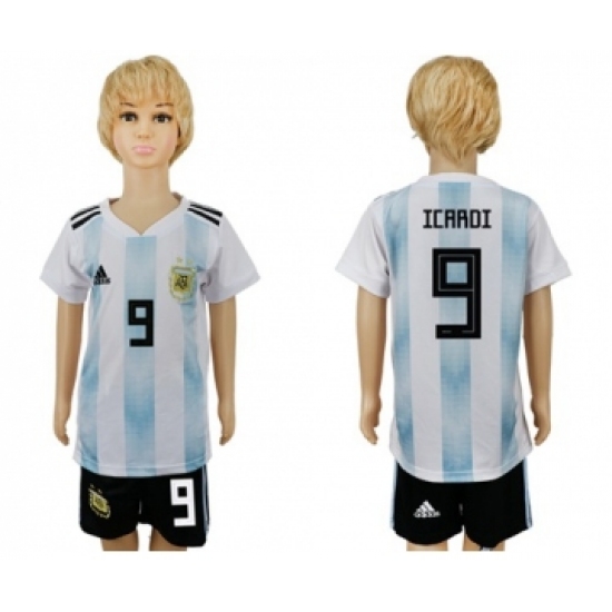 Argentina 9 Icardi Home Kid Soccer Country Jersey