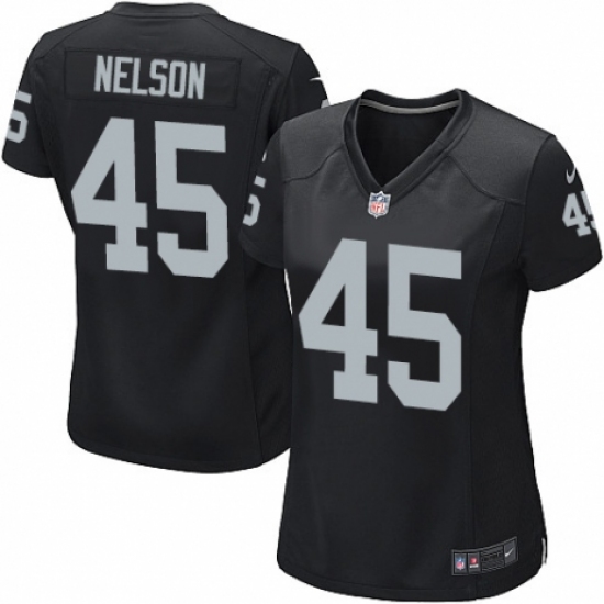 Women's Nike Oakland Raiders 45 Nick Nelson Game Black Team Color NFL Jersey