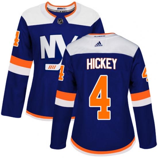 Women's Adidas New York Islanders 4 Thomas Hickey Premier Blue Alternate NHL Jersey