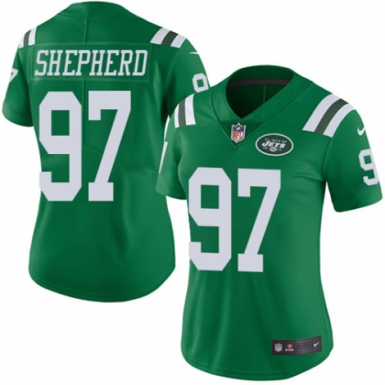Women's Nike New York Jets 97 Nathan Shepherd Limited Green Rush Vapor Untouchable NFL Jersey