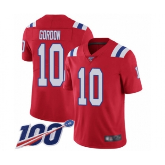 Men's New England Patriots 10 Josh Gordon Red Alternate Vapor Untouchable Limited Player 100th Season Football Jersey