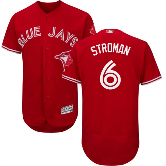Men's Majestic Toronto Blue Jays 6 Marcus Stroman Scarlet Flexbase Authentic Collection Alternate MLB Jersey