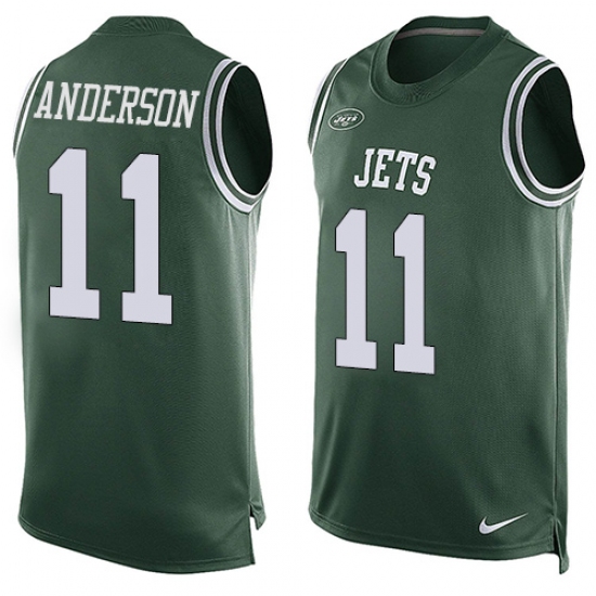 Men's Nike New York Jets 11 Robby Anderson Limited Green Player Name & Number Tank Top NFL Jersey