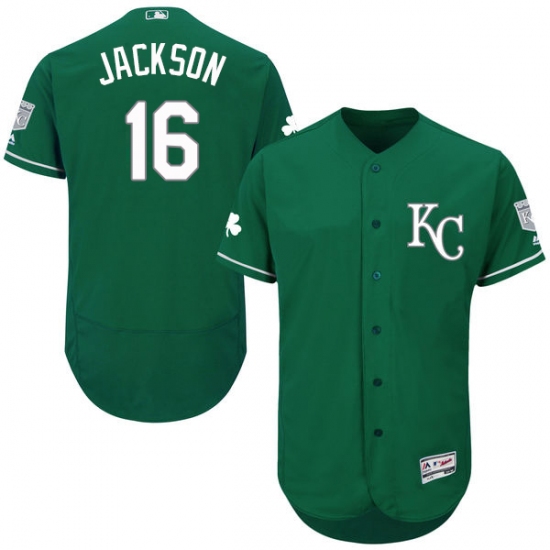 Men's Majestic Kansas City Royals 16 Bo Jackson Green Celtic Flexbase Authentic Collection MLB Jersey
