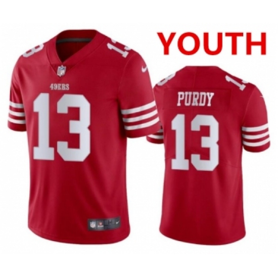 Youth Nike San Francisco 49ers 13 Brock Purdy Red Vapor Untouchable Limited Stitched Football Jersey