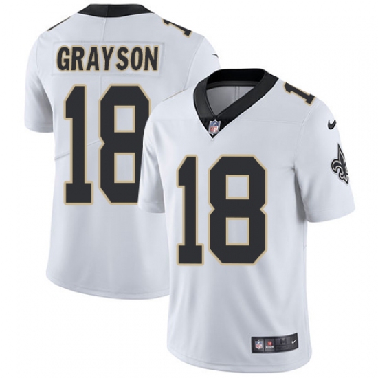 Youth Nike New Orleans Saints 18 Garrett Grayson White Vapor Untouchable Limited Player NFL Jersey