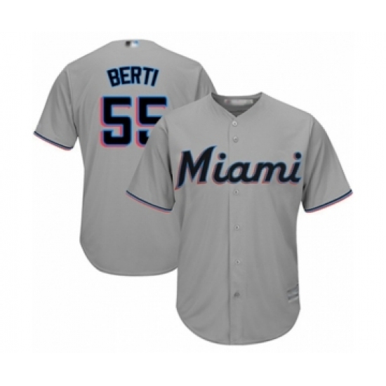 Youth Miami Marlins 55 Jon Berti Authentic Grey Road Cool Base Baseball Player Jersey