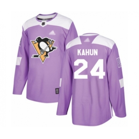 Youth Pittsburgh Penguins 24 Dominik Kahun Authentic Purple Fights Cancer Practice Hockey Jersey