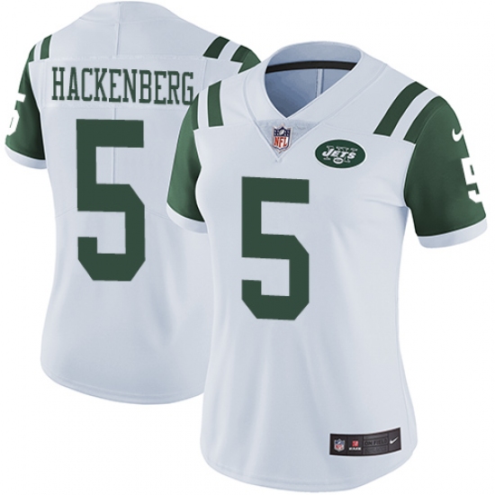 Women's Nike New York Jets 5 Christian Hackenberg White Vapor Untouchable Limited Player NFL Jersey